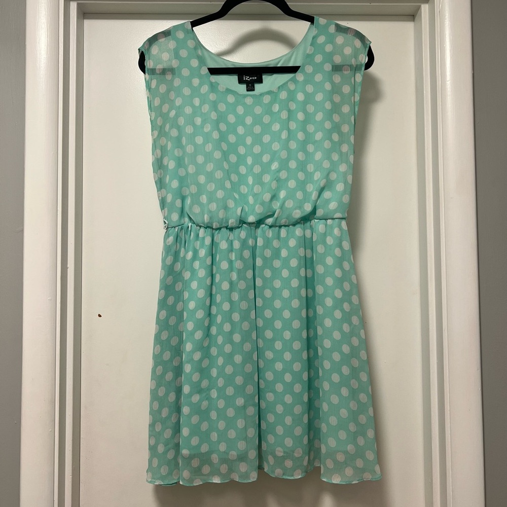 Iz Byer Polka Dot Dress Women’s Size Medium Sleeveless Dress Mint Green Dress